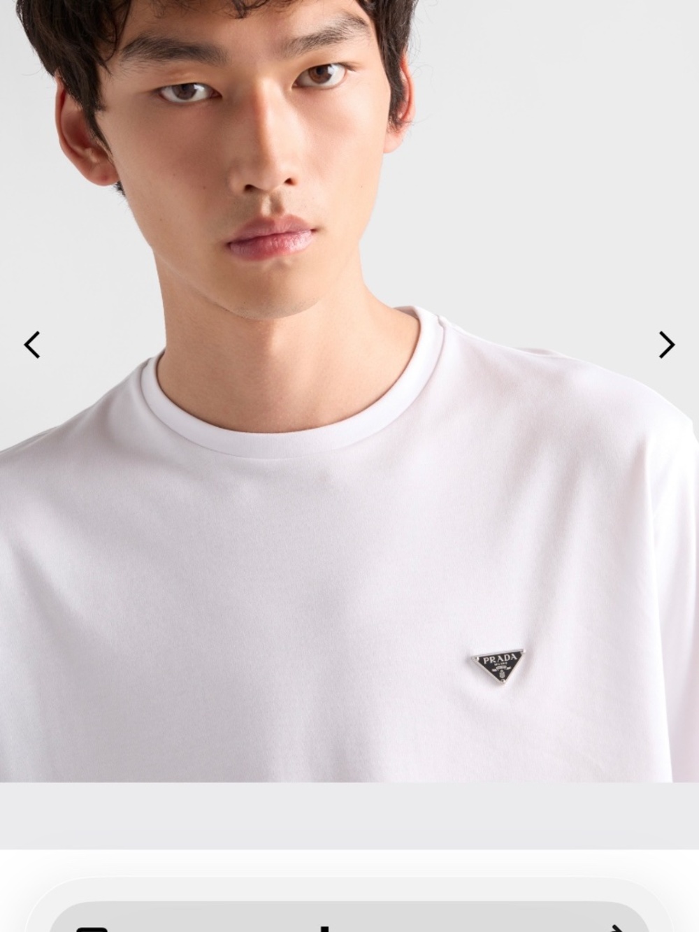 PRADA MEN'S WHITE COTTON T-SHIRT XL REGULAR FIT ENAMELED TRIANGLE LOGO EXCELLENT - Picture 4 of 6